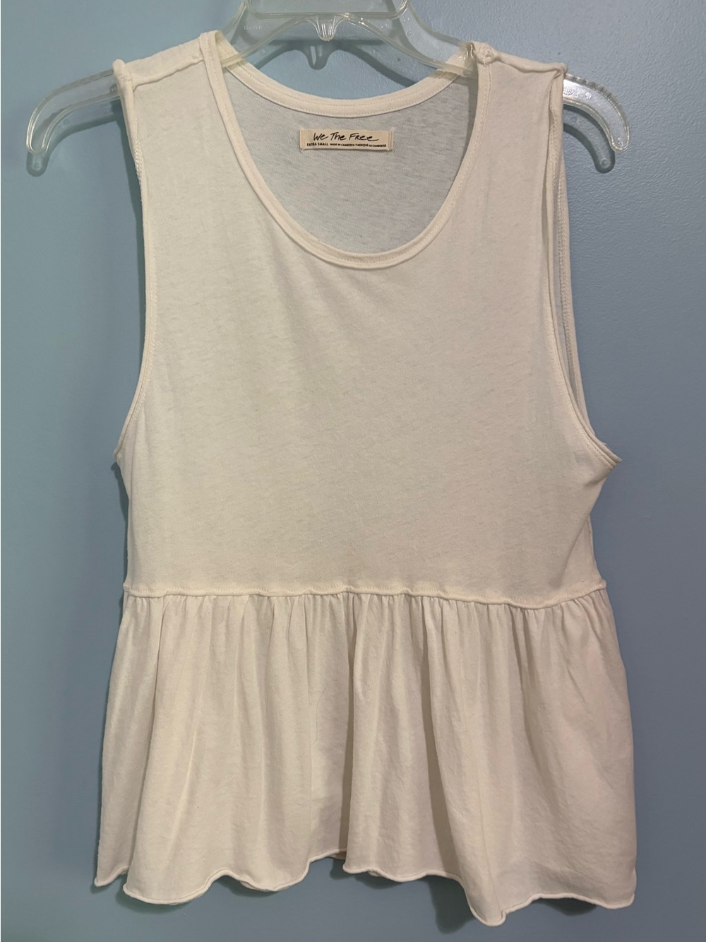 Free People We The Free Women's White Sleeveless Peplum Tank Top